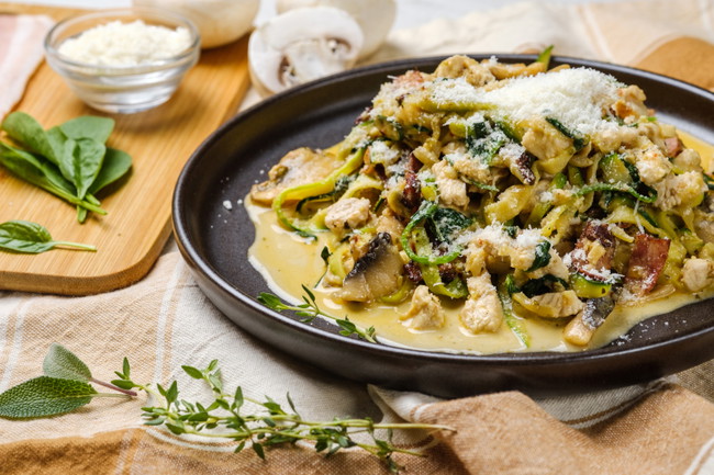 Image of Keto Zoodle Chicken Carbonara 